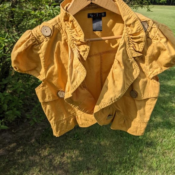 579 crop top button up shirt mustard yellow - Picture 7 of 11